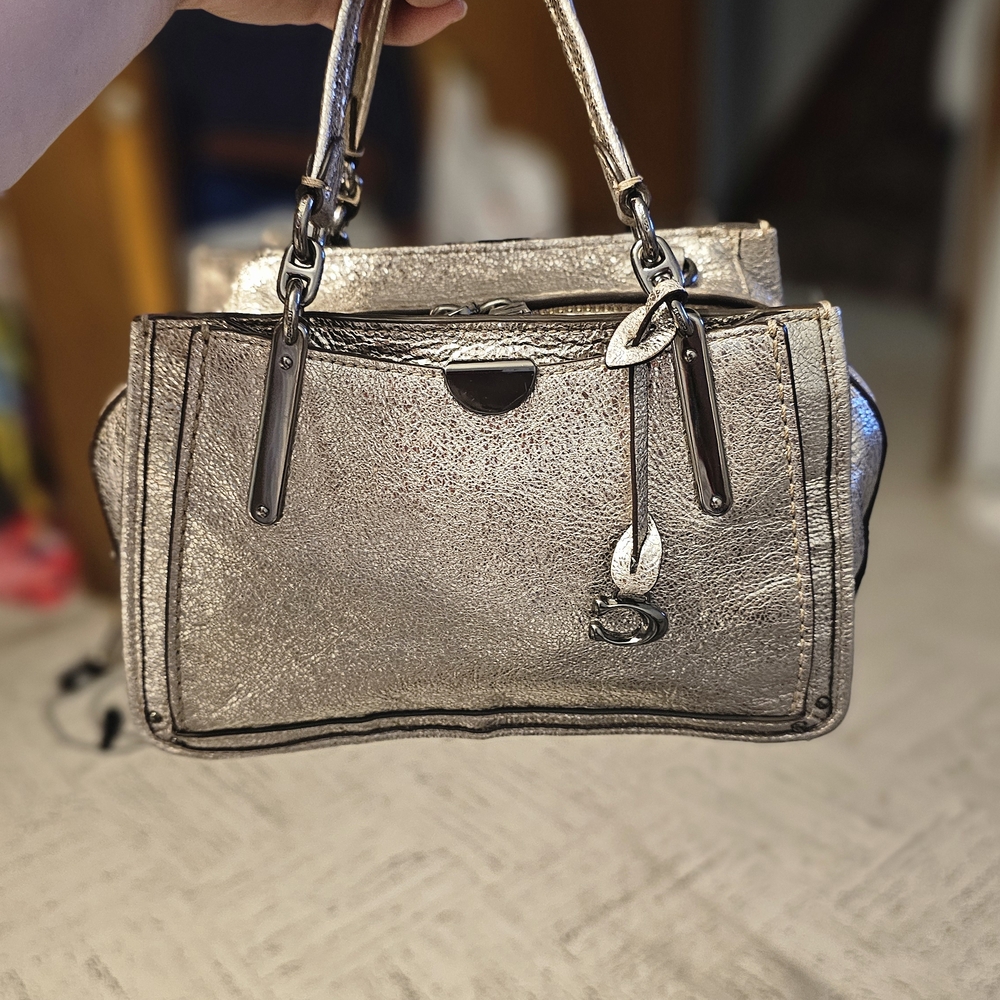 Coach Dreamer 21 Crossbody Mini Satchel Platinum Metallic Silver